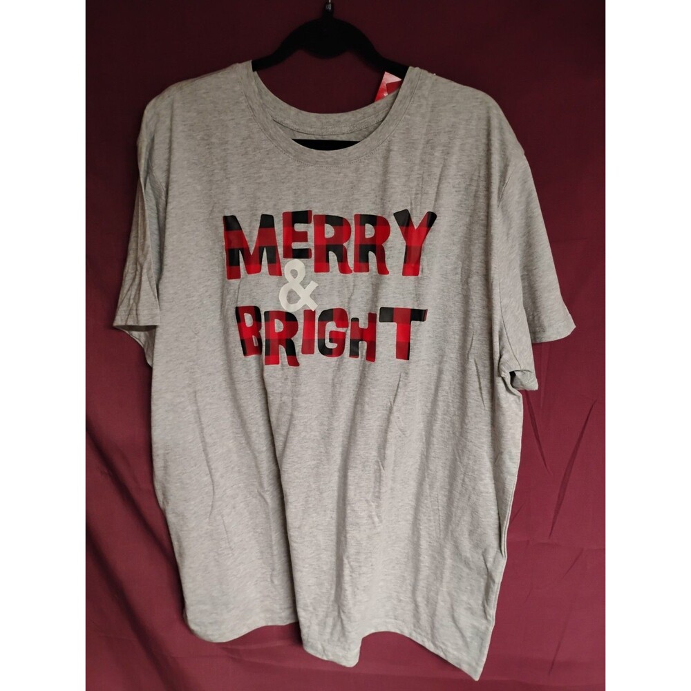 Merry & Bright Pajama T-shirt XXL Mens Christmas Holiday